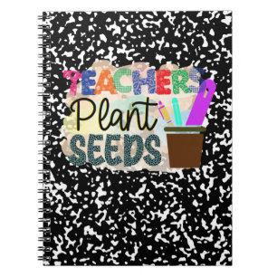 Enseignants Plante Graine Carnet spiral noir/color