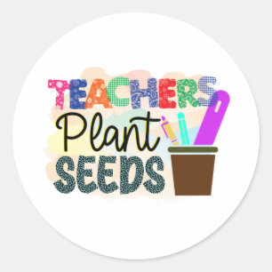 Enseignants Plante Graines Colorful Round Sticker