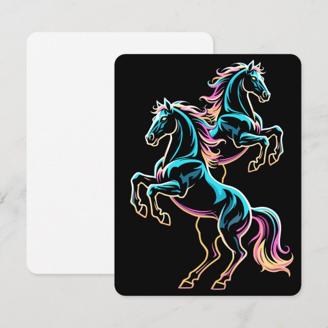 Enseigne au néon Cheval Style Rétro Glitch (Devant / Derrière)
