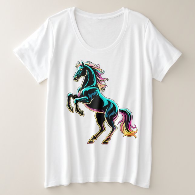 Enseigne au néon Cheval Style Rétro Glitch (Design devant)