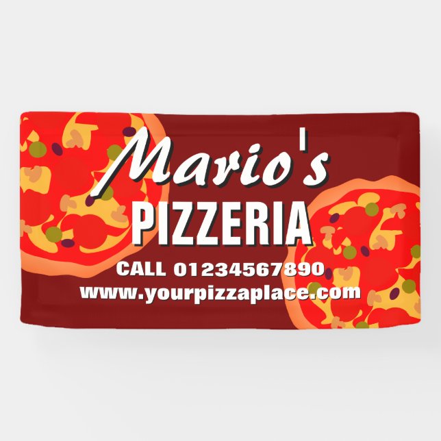 Enseigne bannière de restaurant pizza pour pizzeri (Horizontal)