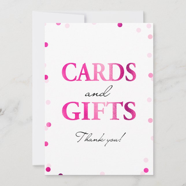 Enseigne Cartes et Cadeaux | Confettis Rose Magent (Devant)