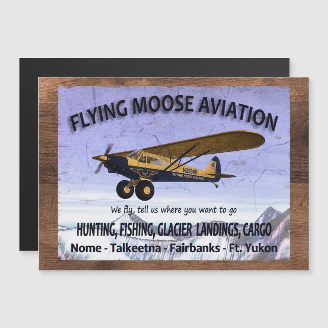 Enseigne d'aviation vintage Flying Moose (Devant / Derrière)