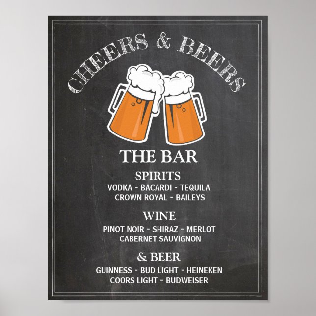 Enseigne de bar Cheers Beers Poster de réception d (Devant)