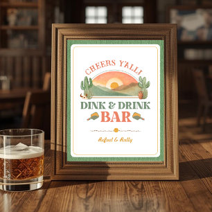 Enseigne de bar de pickleball rétro western Dink &