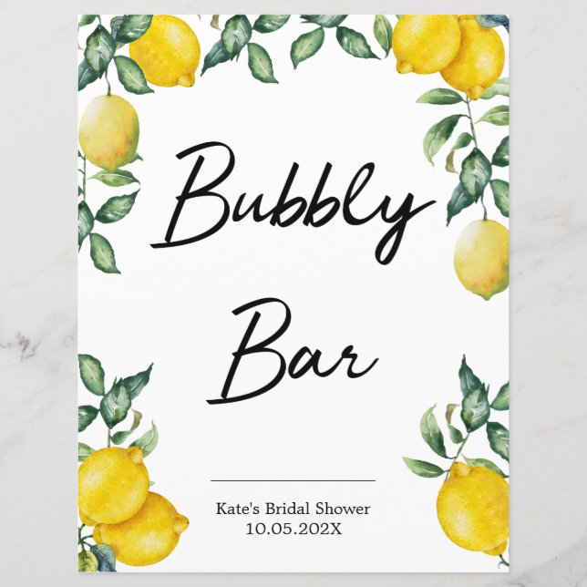 Enseigne de citrons personnalisée Bubbly Bar (Devant)
