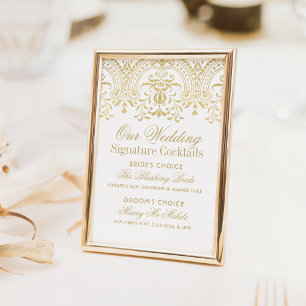 Enseigne de cocktails de mariage à signature en da