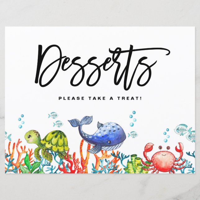 Enseigne de desserts à l'aquarelle sous la mer (Devant)