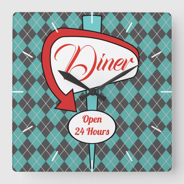 Enseigne de diner rétro Horloge murale Cadeau (Recto)