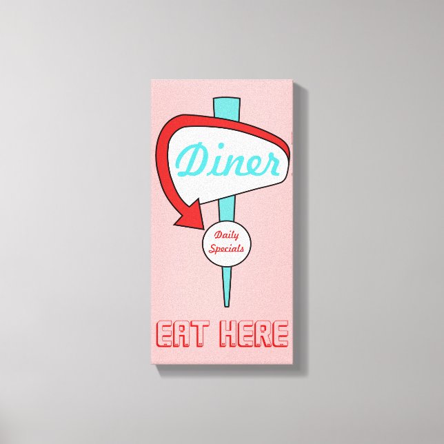 Enseigne de diner rose sur toile (Recto)