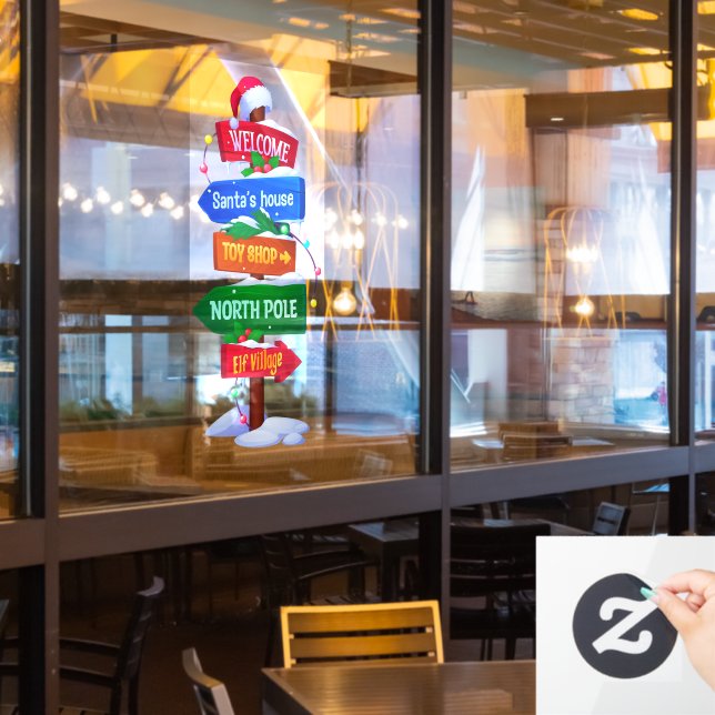Enseigne de panneau de Pôle Nord de Noël Autocolla (Fenêtre du restaurant)