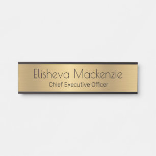 Enseigne de porte de bureau en or faux Plaque de n