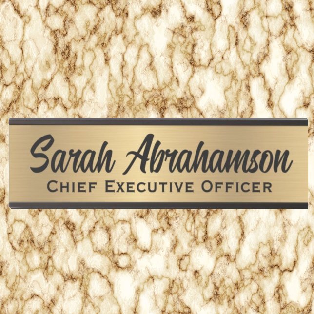 Enseigne de porte de bureau en or faux Plaque de n (Créateur téléchargé)