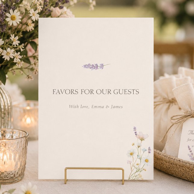 Enseigne de Table pour Cadeaux de Mariage Fleurs S (Bohemian Wildflowers Wedding Favors Tabletop Sign)