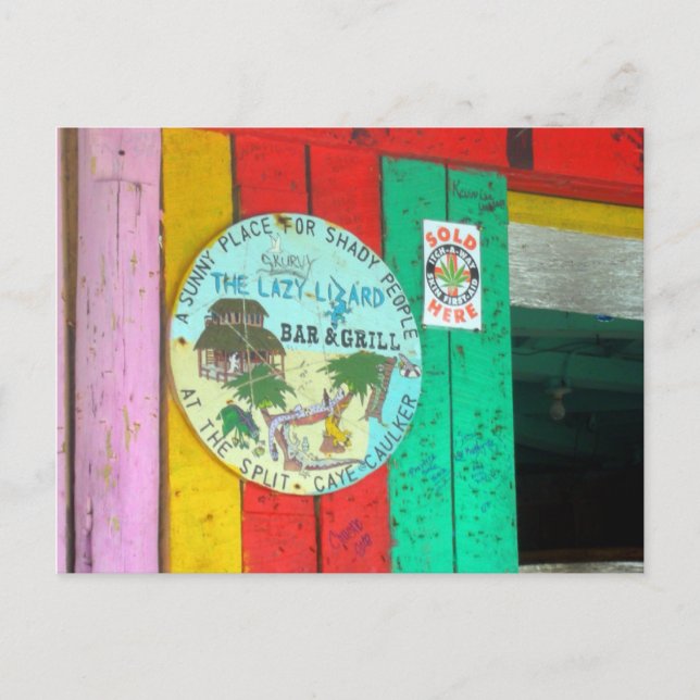 Enseigne Lazy Lizard sur Caye Caukler Belize Carte (Devant)