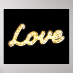 Enseigne lumineuse vintage Love Poster - noir