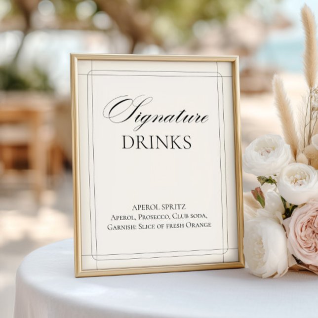 Enseigne Vintage Gris Clair Boissons      (Signature Drinks Vintage Light Gray Sign)