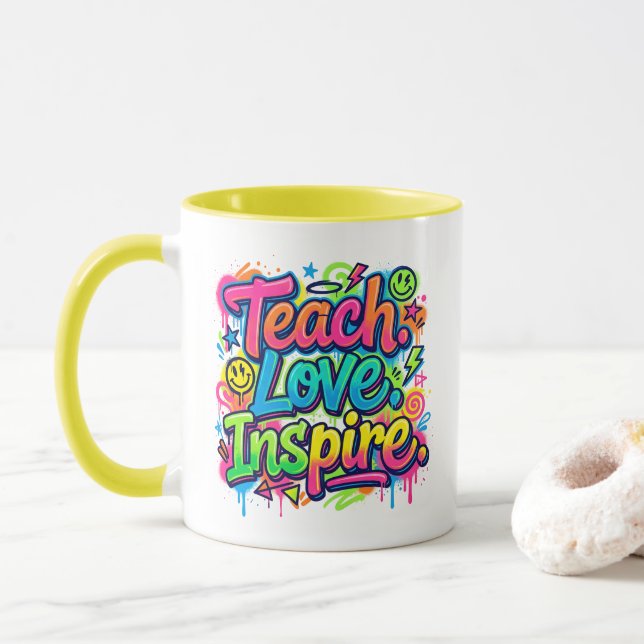 Enseigner. Aimer. Inspirer. Mug Style Graffiti Pro (Avec donut)