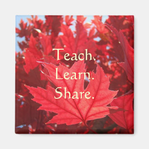 Enseigner Apprendre Partager aimant Feuilles Rouge