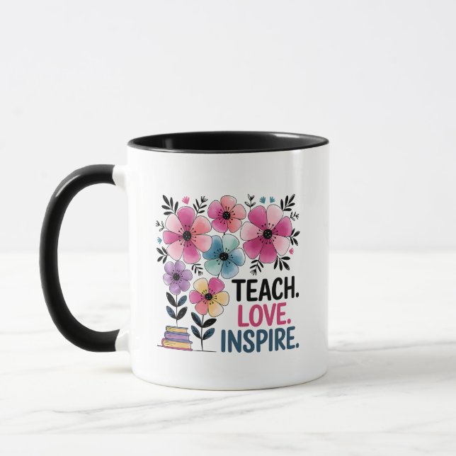 Enseigner l'amour inspirer Mug | Coupe Floral de c (Gauche)