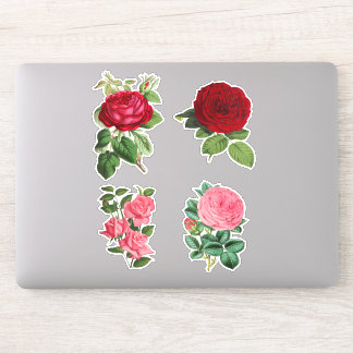Ensemble autocollant Vintage Roses rouge et rose 4