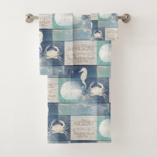 Ensemble bleu de serviette de mer d'Aqua d'endroit