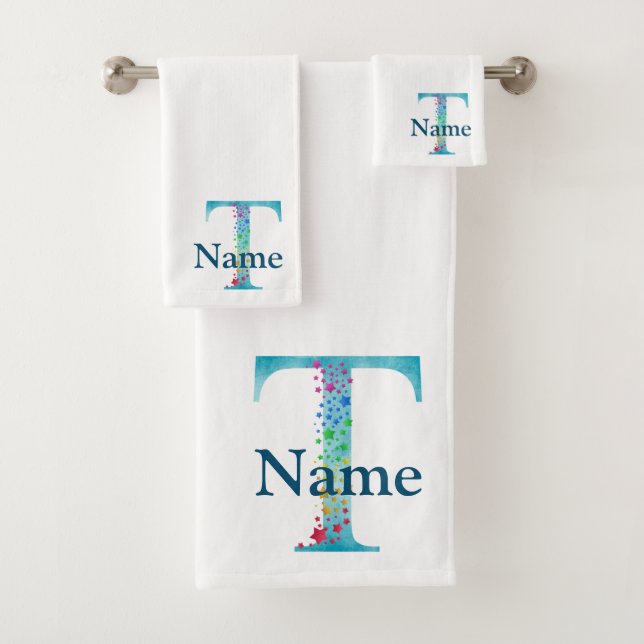 Ensemble-cadeau de bain à monogramme initial lettr (En situation)