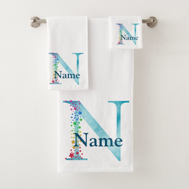 Ensemble-cadeau de bain à monogramme initial lettr (En situation)