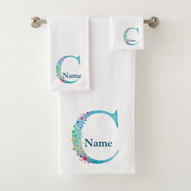 Ensemble-cadeau de bain à monogramme initial lettr (En situation)