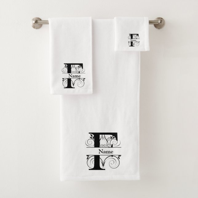 Ensemble-cadeau de bain à monogramme initial lettr (En situation)