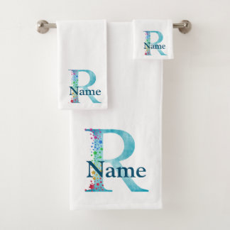 Ensemble-cadeau de bain à monogramme initiale Lett