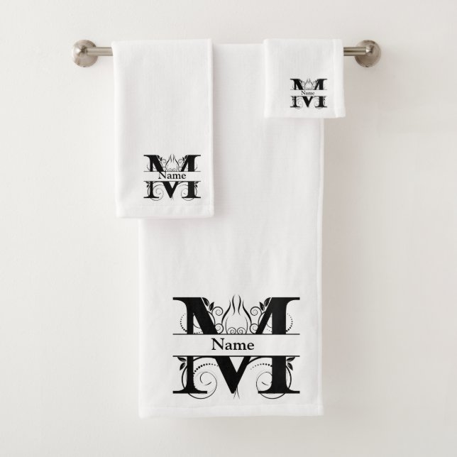 Ensemble cadeau de salle de bain à monogramme init (En situation)