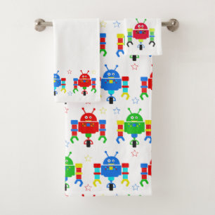 Ensemble coloré de serviette de robot d'enfants