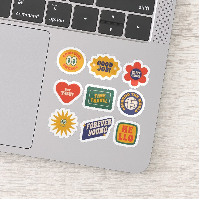 Ensemble d'autocollants étiquette rétro (Détail)