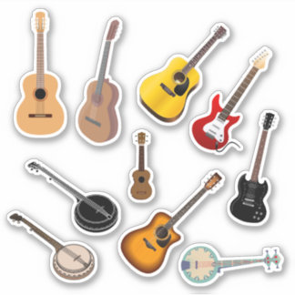 Ensemble de 10 Stickers Guitare | Stickers aux ins