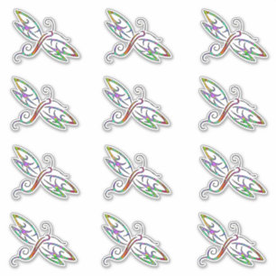 Ensemble de 12 autocollants de libellule colorée