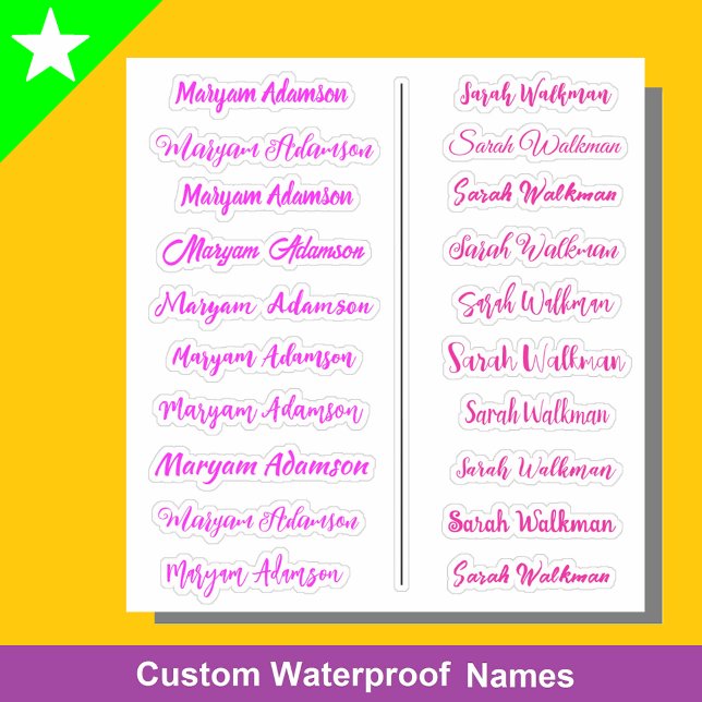 (Ensemble de 20) Stickers de nom simple rose pour  (Pink name stickers
)