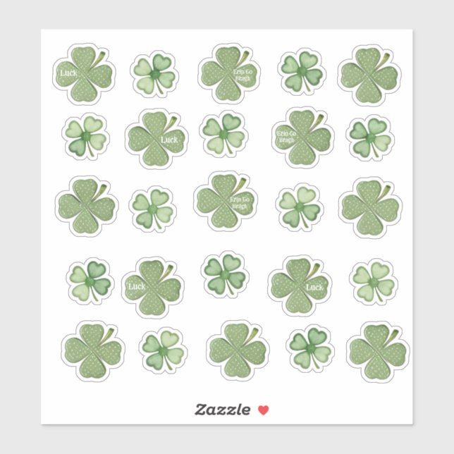 Ensemble de 25 Stickers Shamrock en vinyle tacheté (Feuille)