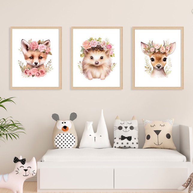 Ensemble De 3 Animaux De Bois Fille Pink Nursery P (Créateur téléchargé)