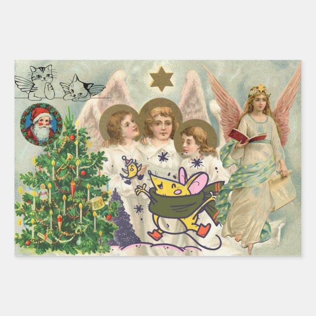 Ensemble de 3 feuilles de papier cadeau COLLAGE DE (Devant)
