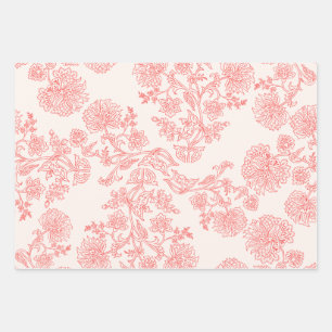 Ensemble de 3 feuilles de papier d'emballage flora