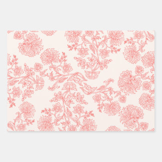Ensemble de 3 feuilles de papier d'emballage flora