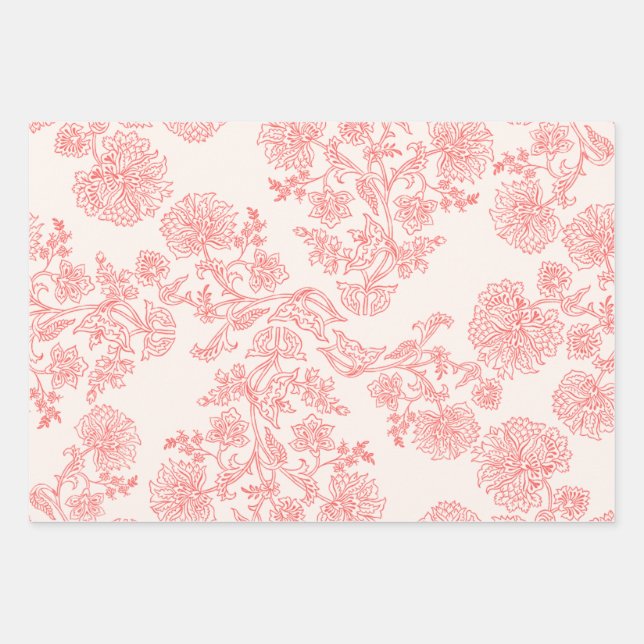 Ensemble de 3 feuilles de papier d'emballage flora (Devant)