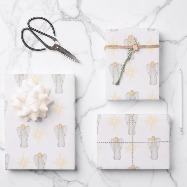 Ensemble de 3 feuilles plates de papier cadeau (Recto)