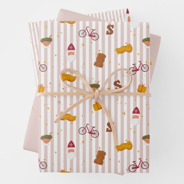 Ensemble de 3 feuilles plates de papier cadeau (En situation)