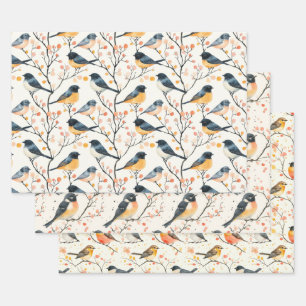 Ensemble de 3 feuilles plates de papier cadeau Ois