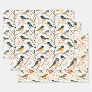 Ensemble de 3 feuilles plates de papier cadeau Ois