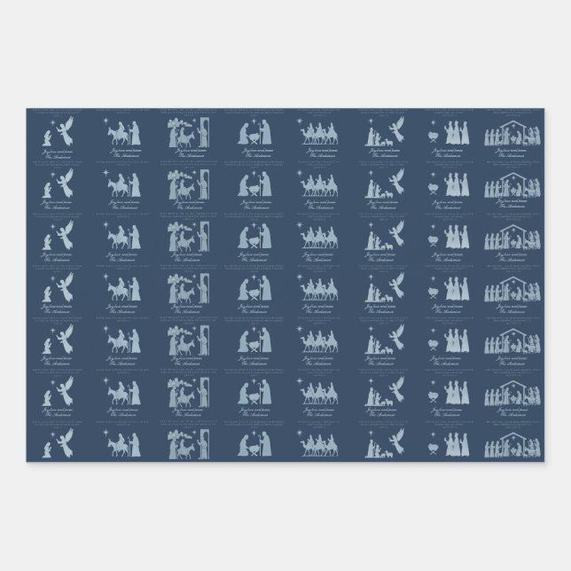 Ensemble de 3 feuilles plates de papier cadeau Scè (Devant)