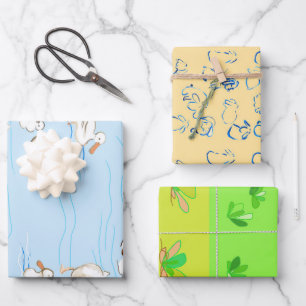 Ensemble de 3 feuilles plates de papier d'emballag