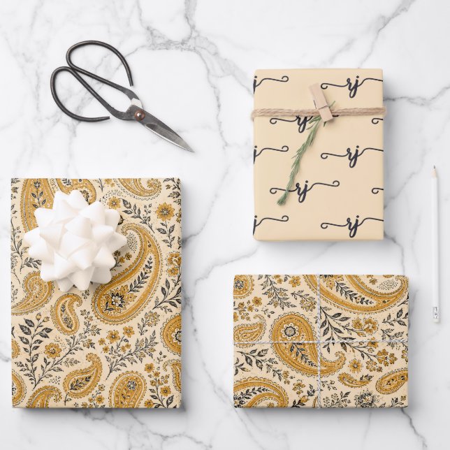 Ensemble de 3 feuilles plates de papier d'emballag (Recto)